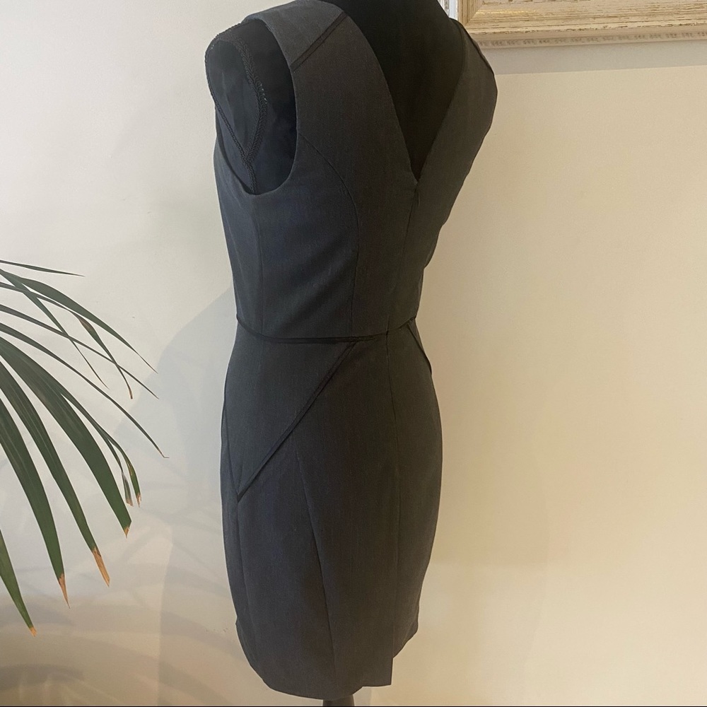 PORTMANS Corporate Midi Dress Grey Contrast Black Trim Workwear Office Size 8 - Picture 9 of 11